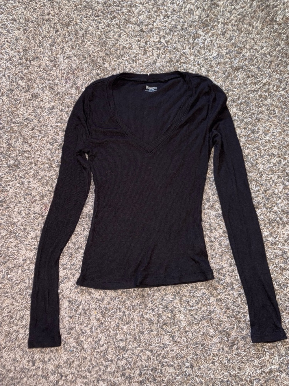 Black V-Neck Long Sleeve Top